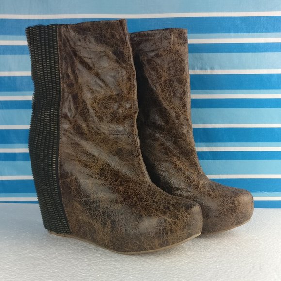 Jeffrey Campbell Brown Leather Ankle Boots - Picture 2 of 14